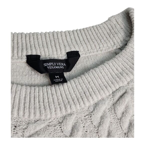 Simply VERA Sweater Women's Medium Gray Ribbed Pullover Designer Cozy Warm - Picture 2 of 7